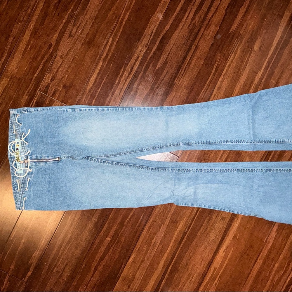 VINTAGE Mudd Y2K JEANS BOHO FRONT TIE RARE